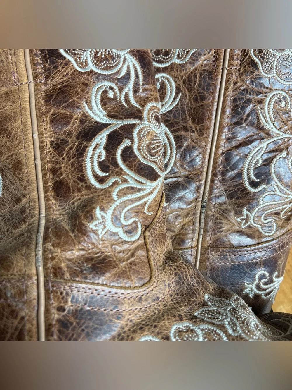 Shyanne Girls Boots Little Lasy Floral Embroidered Western Brown Youth Kid Sz 1D